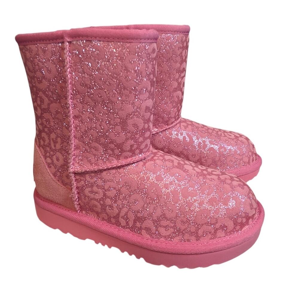UGG Kids Pink Glitter Leopard Short Boots